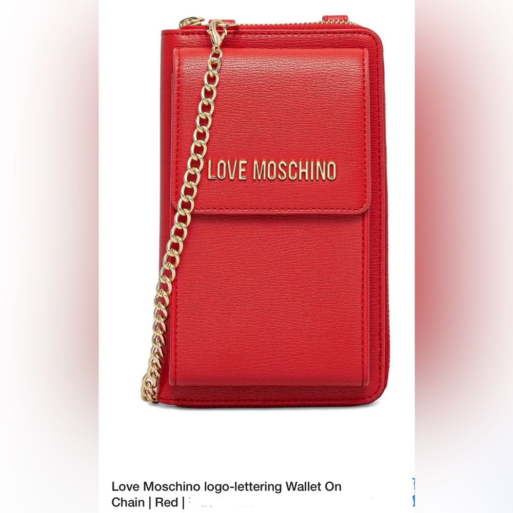 NWOT Love Moschino Red Wallet/Phone case/Crosby  on Chain